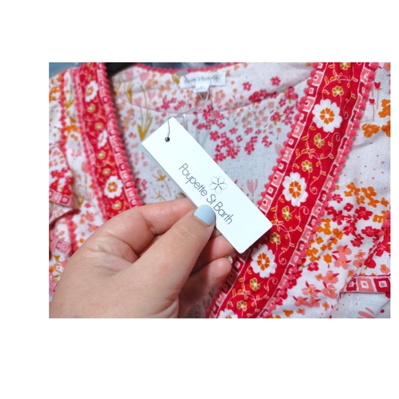 Poupette St. Barth Camila Mini Dress White Pink Tulipe Women's Size Medium M - Picture 11 of 14